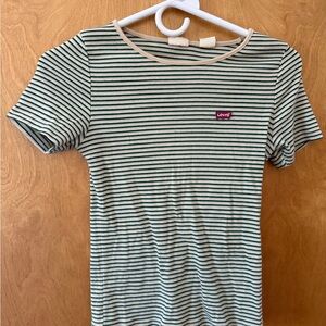 Levi's Men's Black and White Striped Tee